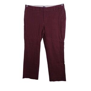 Gap Stretch Straight Chino Cropped Pants Women Size 14 Burgundy Red Pockets